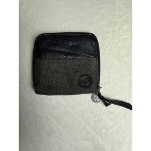 Pistil Womens Zip Around Wallet Charcoal Grey Canvas Black Faux Leather Floral